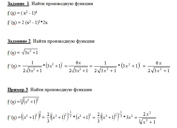 Производная функции задания