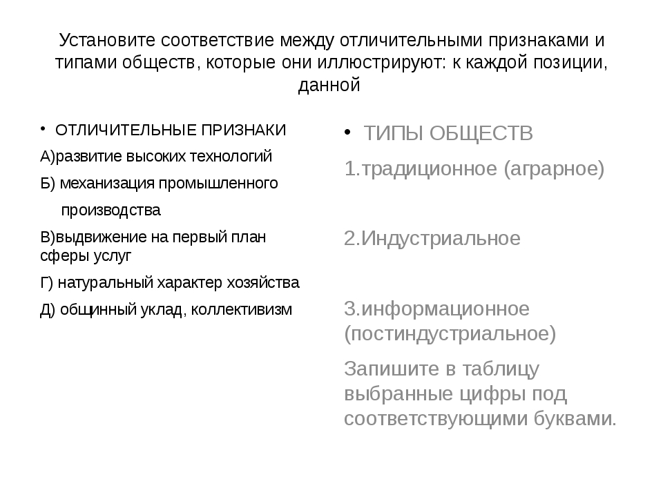 Выдвижение на 1 план сферы услуг какой тип общества