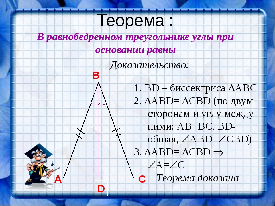 Свойства равнобедренного треугольника доказательство одного из них. Геометрия 7 класс теоремы и доказательства. Теорема равнобедренного треугольника 7 класс доказательство. Доказательства равнобедренного треугольника 7 класс геометрия. Геометрия 7 класс теоремы.