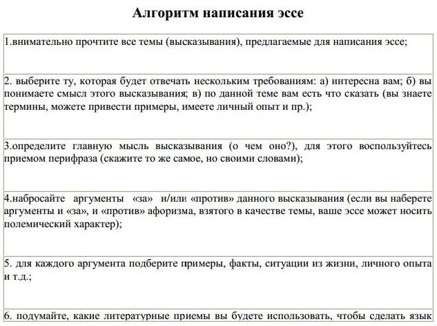 Образец эссе при приеме на работу